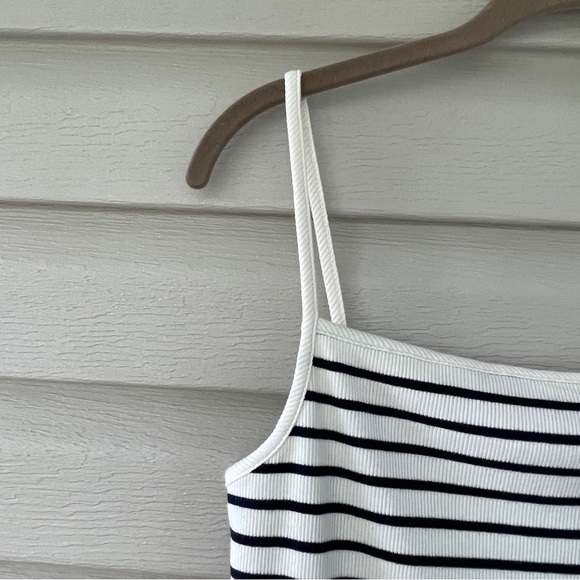 Boden Black White Stripe Ribbed Knit Cami Tank Top Size 10 - Picture 4 of 6